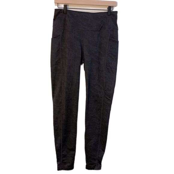 MONDETTA Brushed Jacquard High Waist Pockets Legging Women’s Medium Black. - Picture 4 of 16